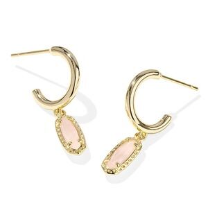 NEW KENDRA SCOTT Emma Huggie Hoop Earrings - Gold/Rose Pink Dangle Earrings